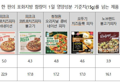 [생활정보] 냉동피자 나트륨↑…포화지방 기준치 99%
